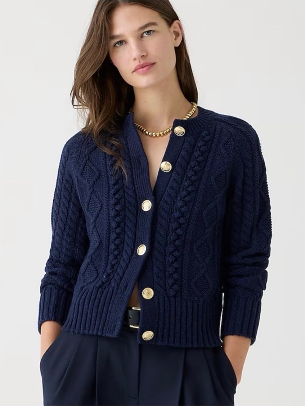 New! Jcrew navy cable knit cardigan sweater. Sz S